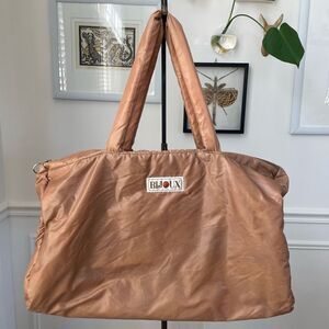 Vintage 70s 80s Bijoux Tan Puffy Bag Satchel Tote Purse Large